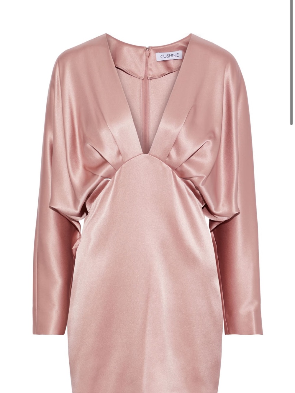 Cushnie Blush Silk Charmeuse Long Sleeve Dress Petite